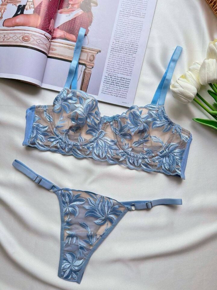 Lace Blue Dantel Sütyen Takımı