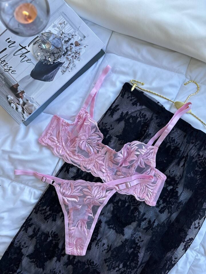 Lace Pink Dantel Sütyen Takımı