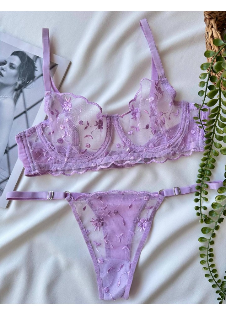 Rosaria Lila Dantel Sütyen Takım