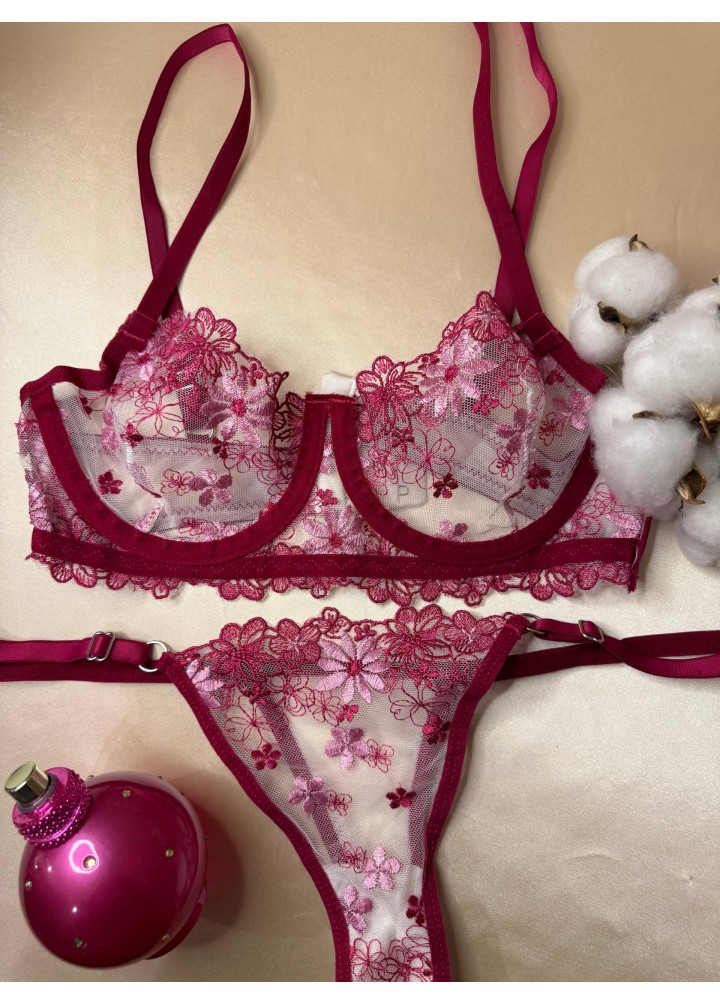 Velvet Flame | İşlemeli Dantel Sütyen Takımı