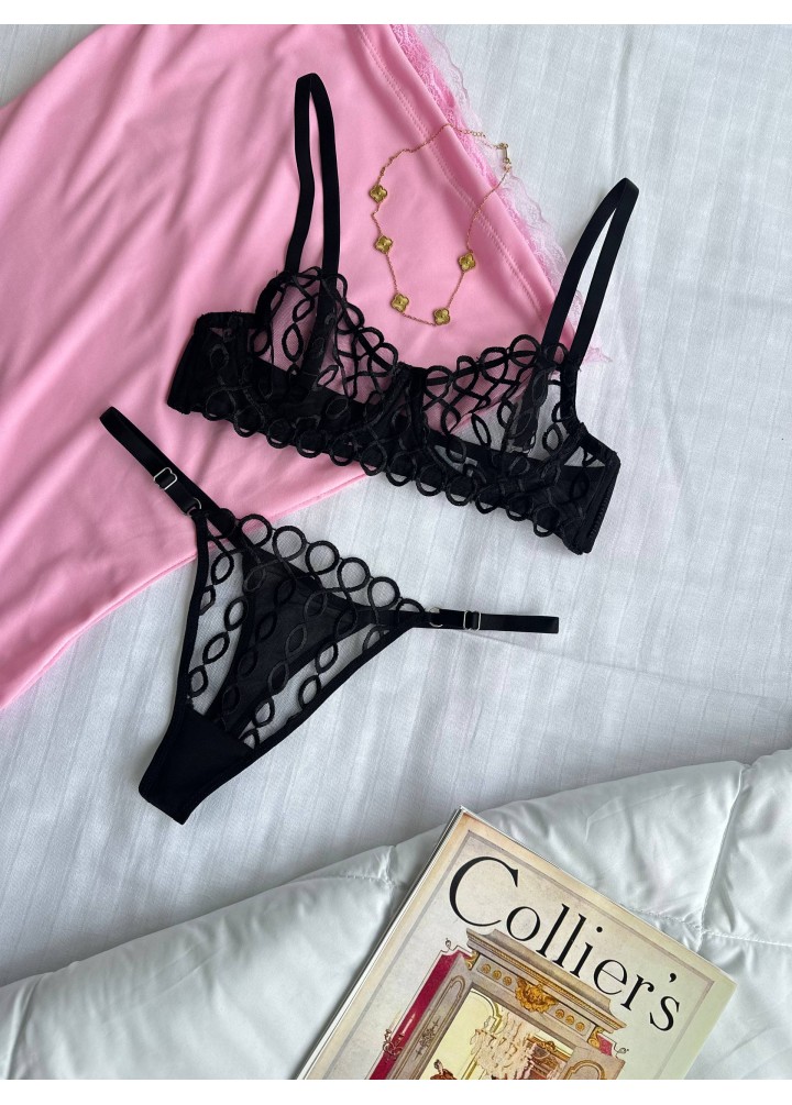 Shadow Bloom – Balenli Transparan Sütyen Takımı